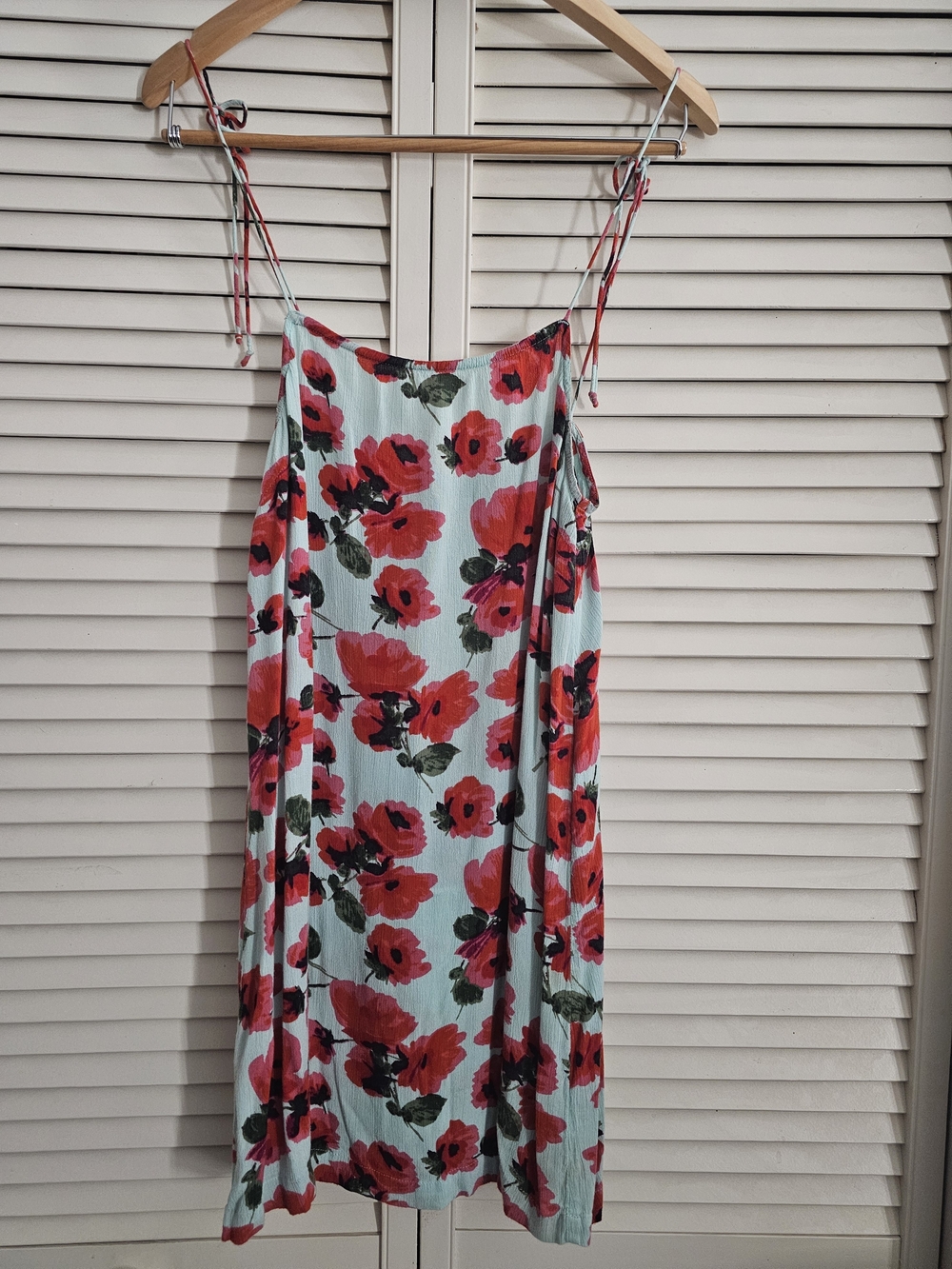 Billabong Mint Slip Dress with Red Floral Print